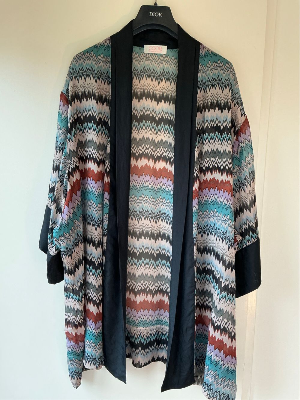 Trelise Cooper Luxury Designer Silk Geometric Seismic Vacay O/S Kimono Jacket