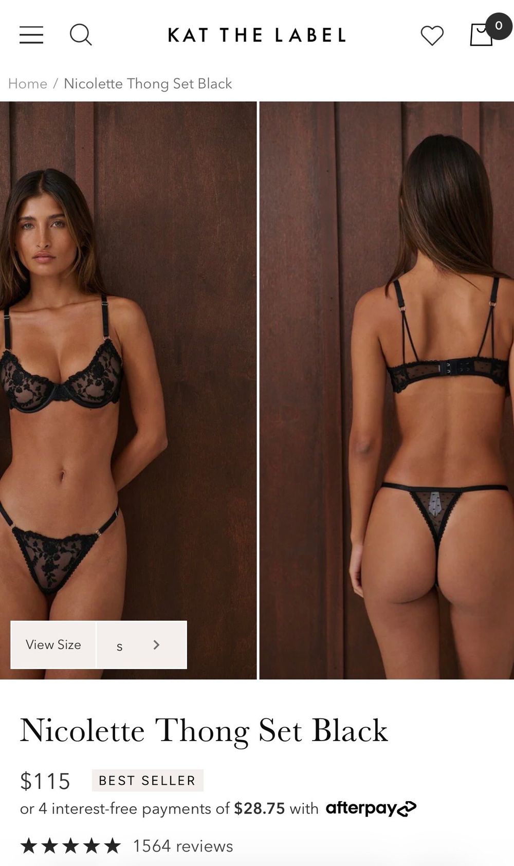 Kat the Label - Nicolette Thong Set Black