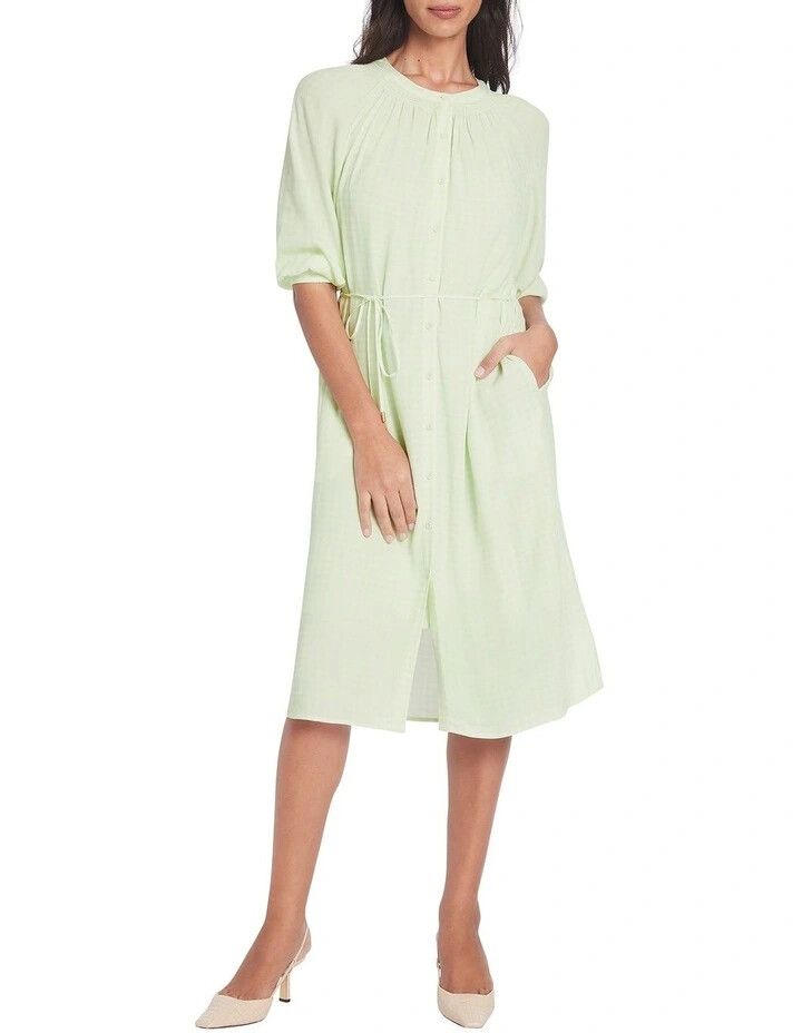 David Lawrence - Solone Gingham Dress in Ivory Light Green