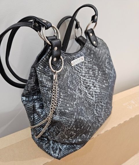 Vintage Saben shoulder bag - silver snakeskin