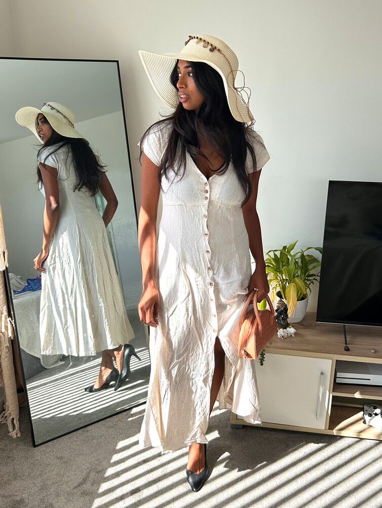 chinese dress ladies Esprit Cotton Linen Midi Dress – Rosen main image 0