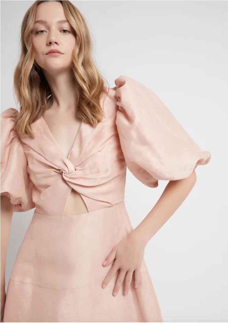 knee length dresses for ladies Aje Dusk Puff Sleeve Mini Dress