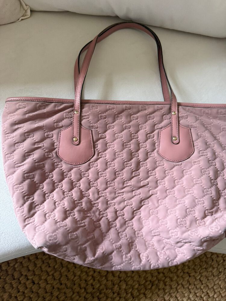 authentic pink Fucci tote with pink leather straps.