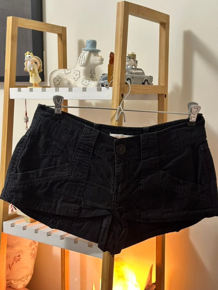 Black low rise micro shorts