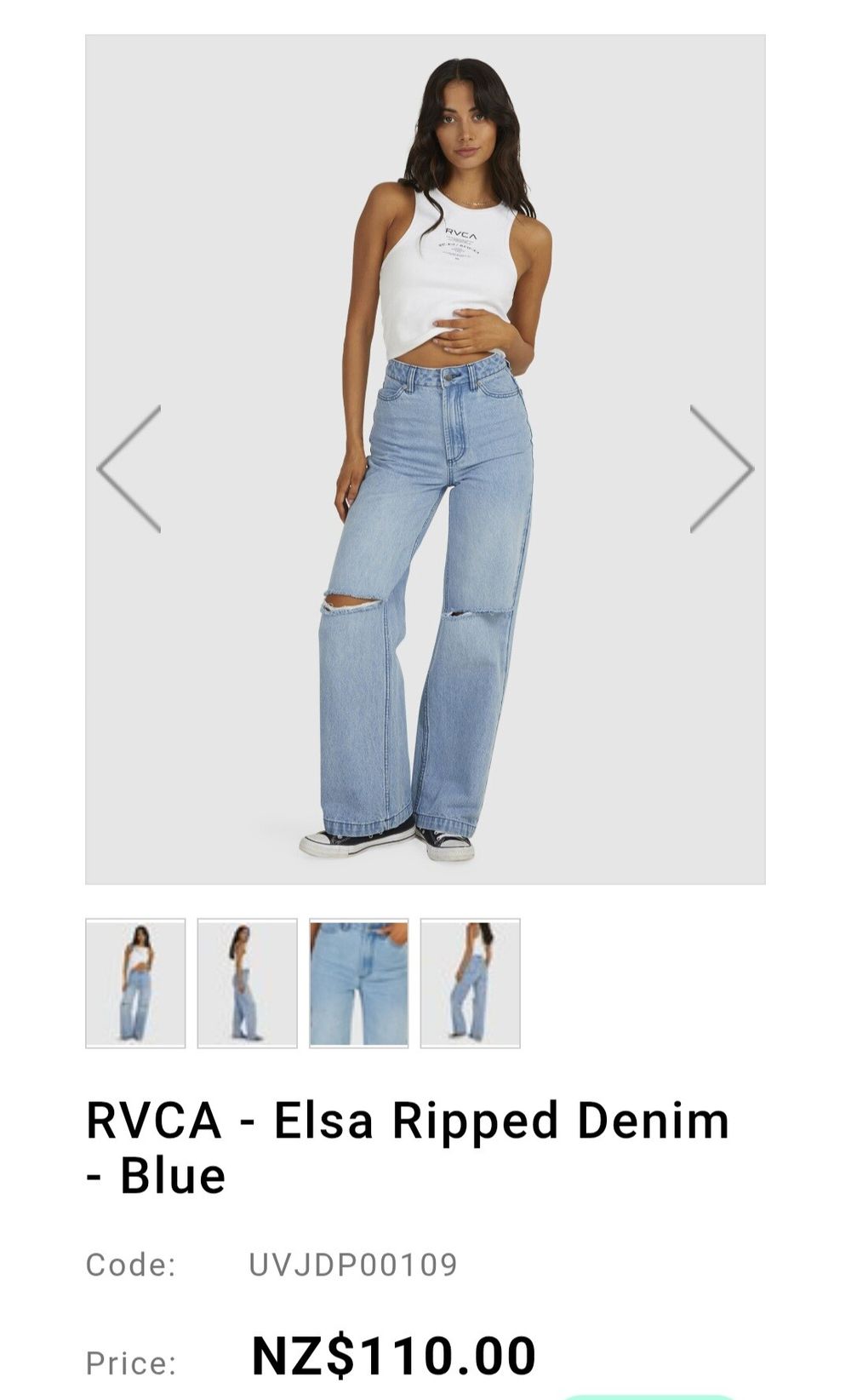 RVCA Elsa Straight leg jean ripped