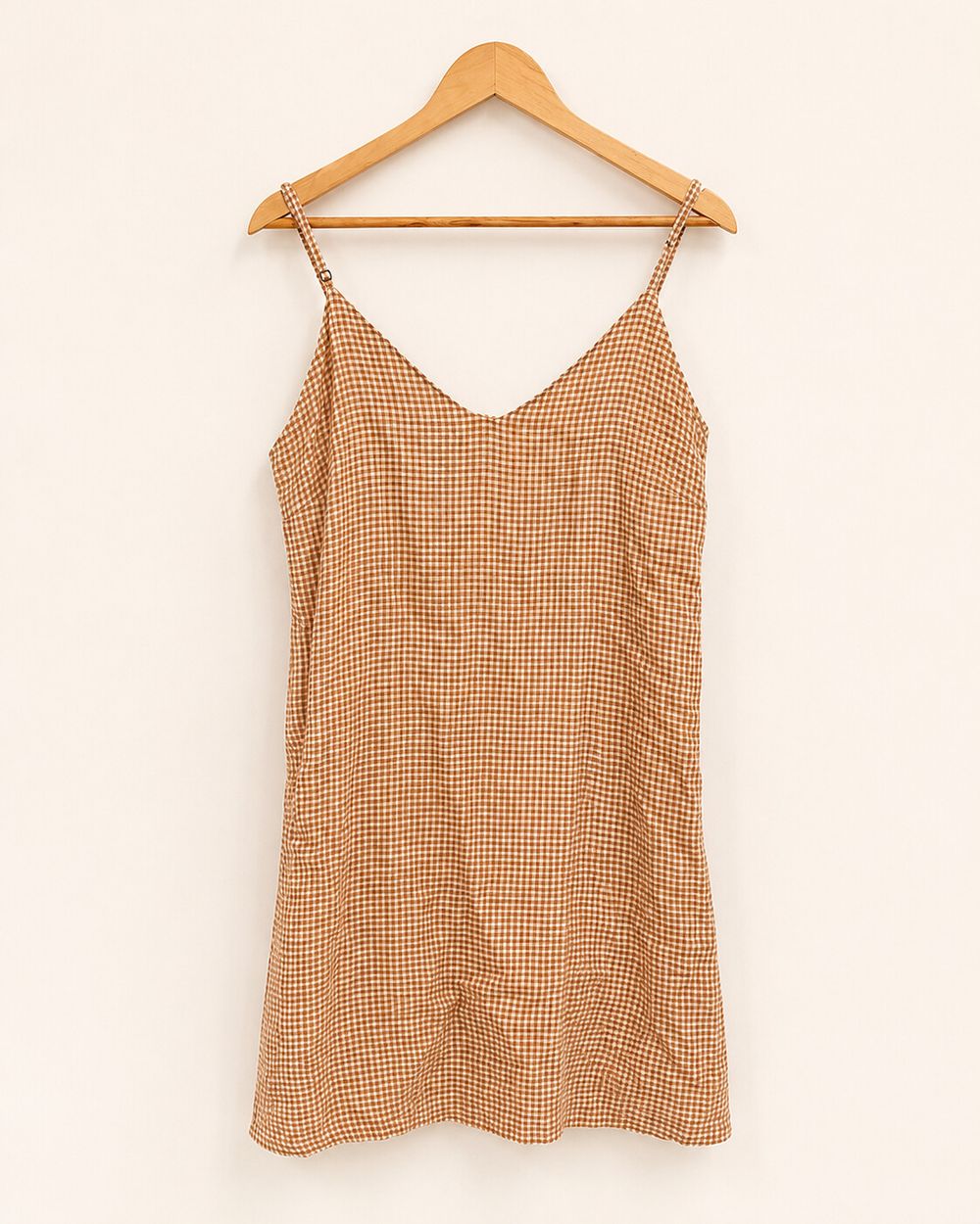 Città 100% Linen Gingham Cami Top Women’s L Brown Check