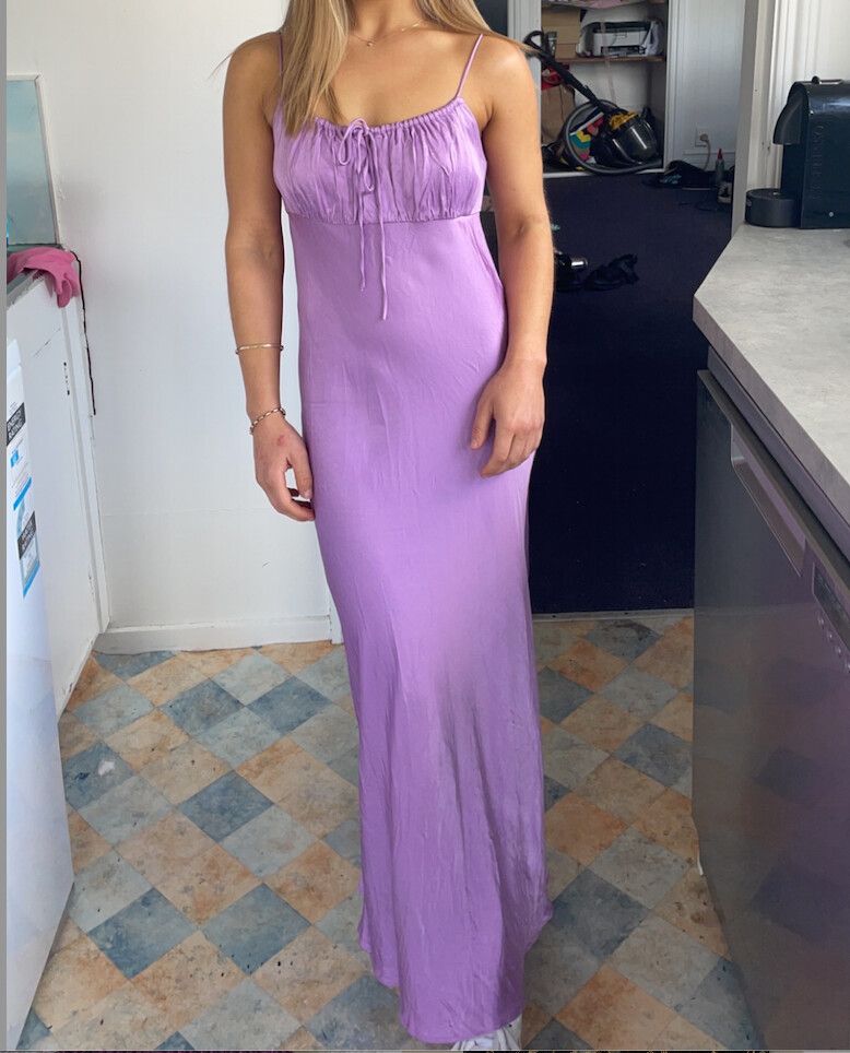 zara purple slip dress SATIN HALTER DRESS - Lilac