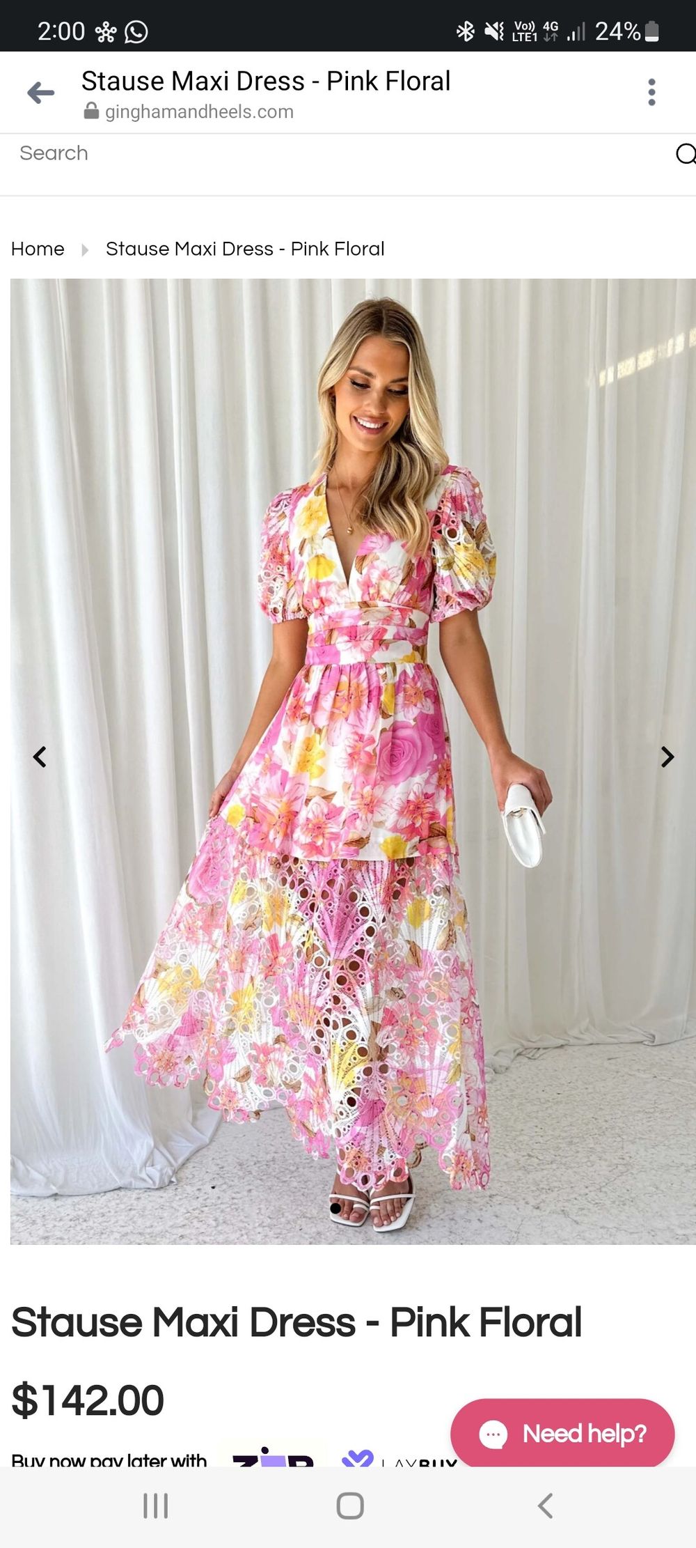 open lace back dress Pink Checked Midi Dress  Mint Velvet