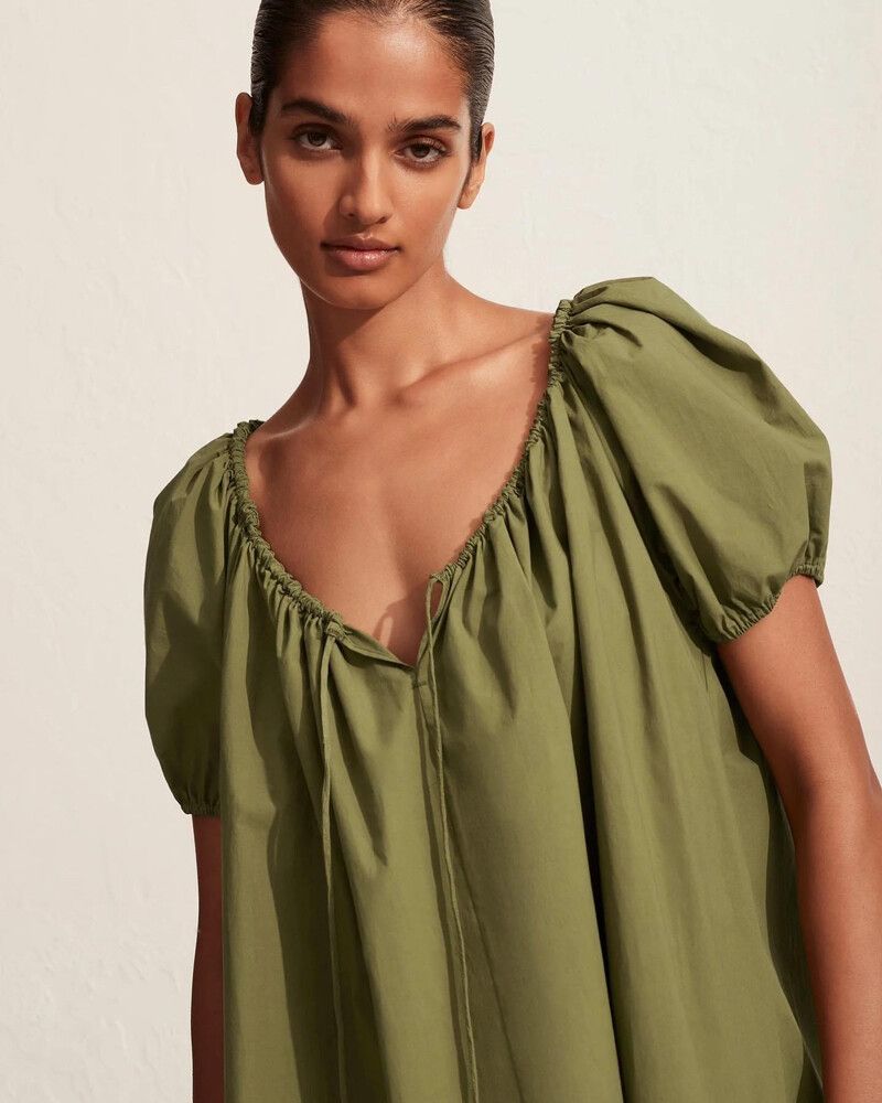 Matteau - Matteau Drawcord Mini Dress - Olive on Designer Wardrobe
