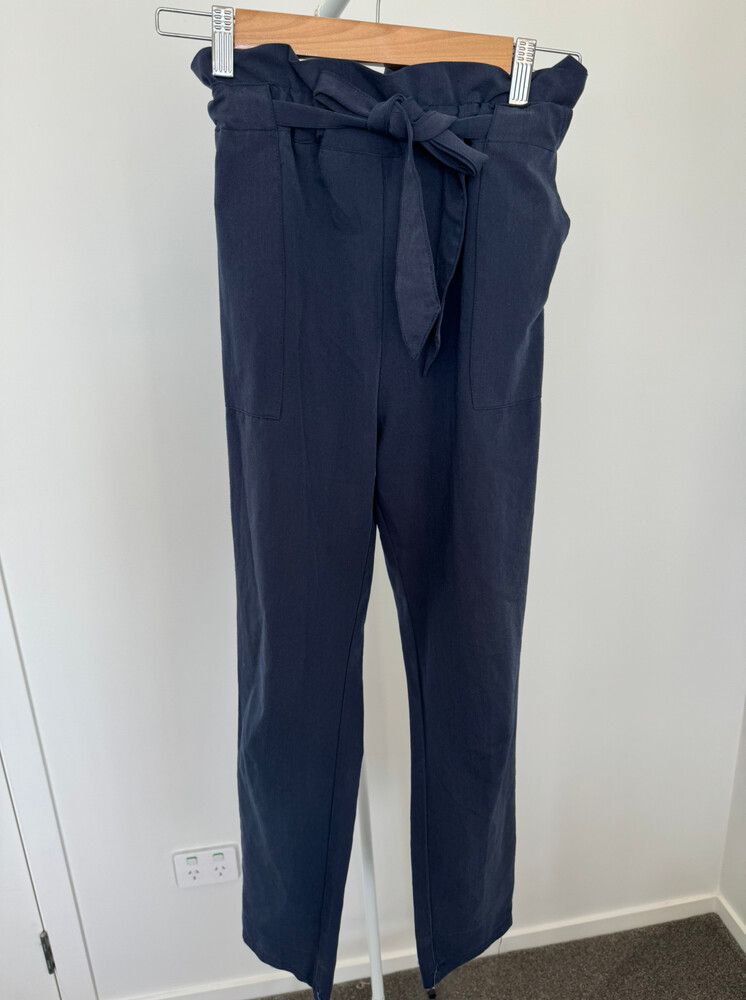Navy Paperbag Pants
