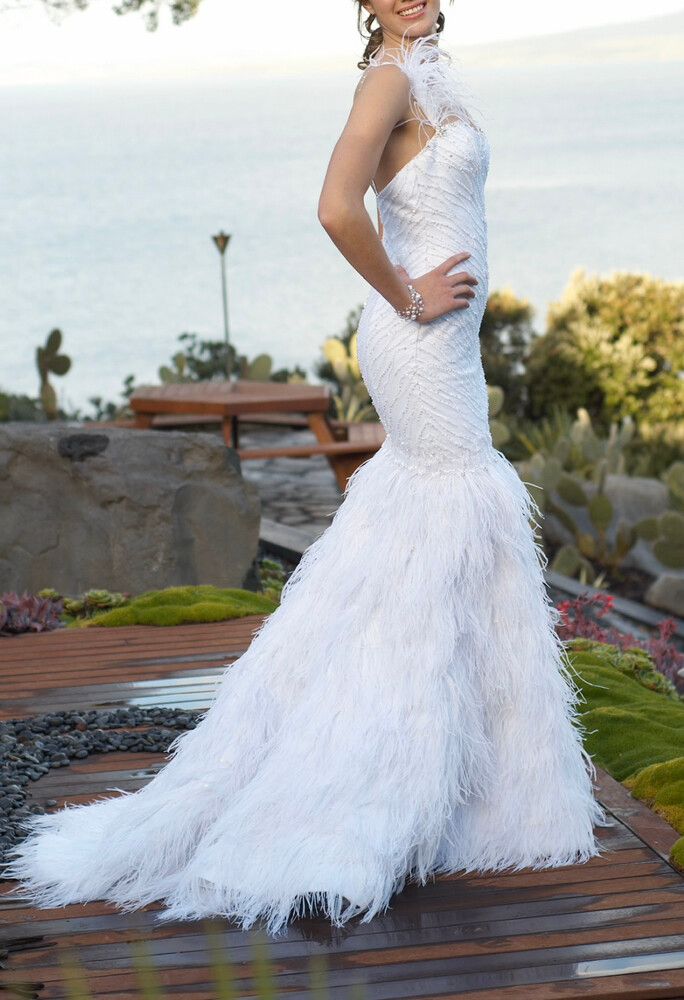 Fairy Tale Feather Wedding Dress