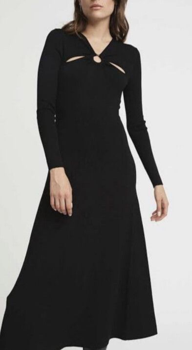 Witchery - Witchery Knit Ribbed Black Maxi Dress on Designer Wardrobe