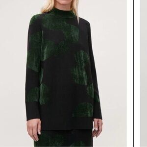 Cos Black and Green Abstract Print Jumper