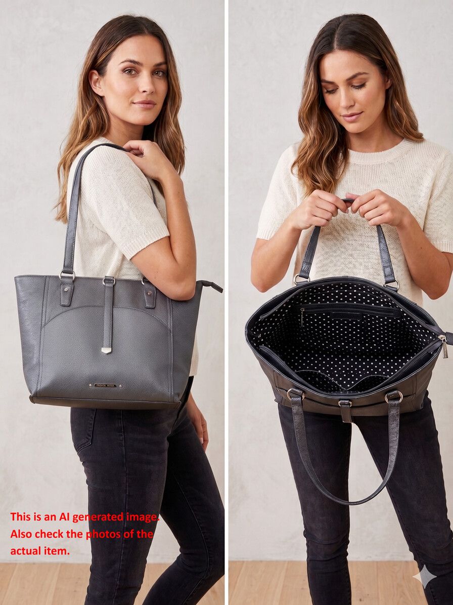 Elegant Pronta Moda Steel Grey Tote – Excellent Condition (RRP $80)