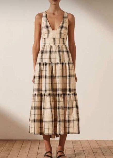 Indra Linen Cross Back Plunged Shona Joy Dress
