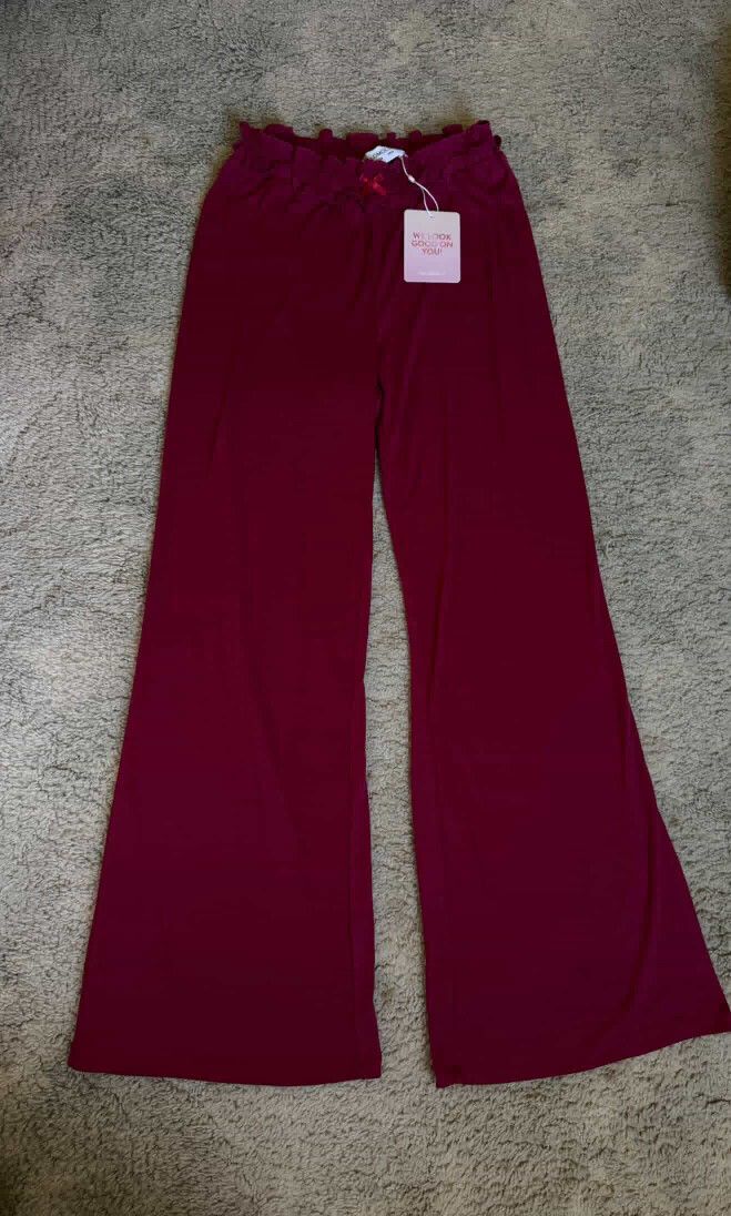 Maroon Wide Leg Pants