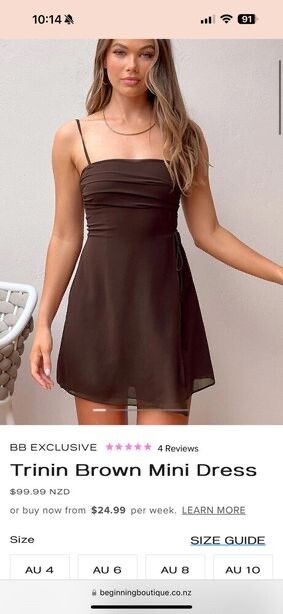 beginning boutique brown dress Arti Brown Stripe Micro Mini Dress - US 14