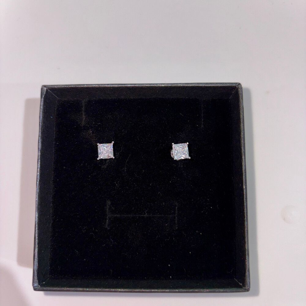 1 carat square Moissanite earrings