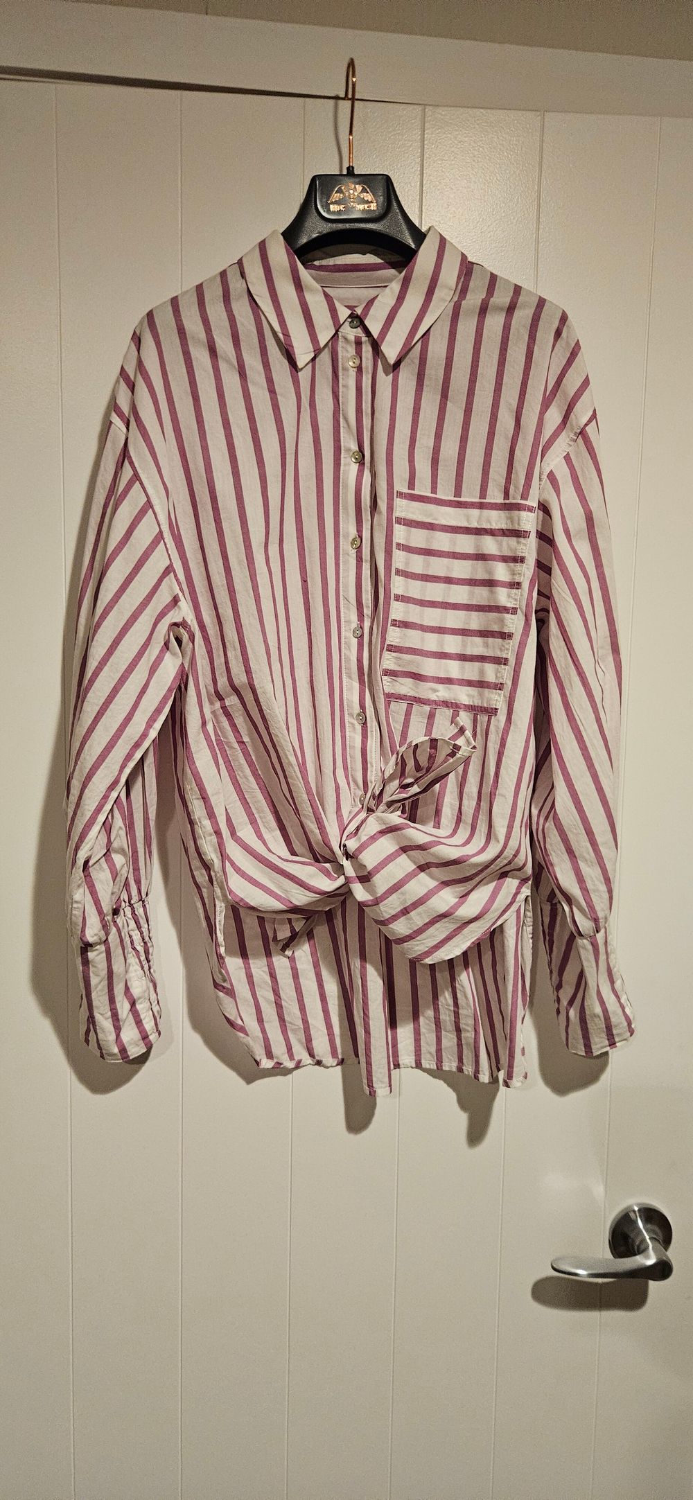 White & Purple Striped Shirt