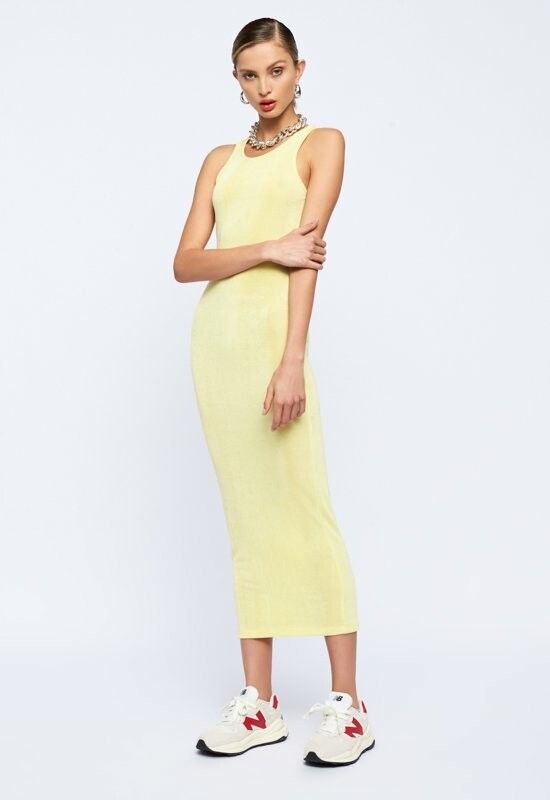 knee length dresses for ladies Lemon Yellow Lace And Beading V-Neck Long Dress With Lace Up Back