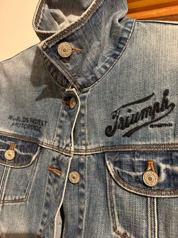 Fashionable Tattered Denim Jacket By Paul Smith and Triumph Motorcycle