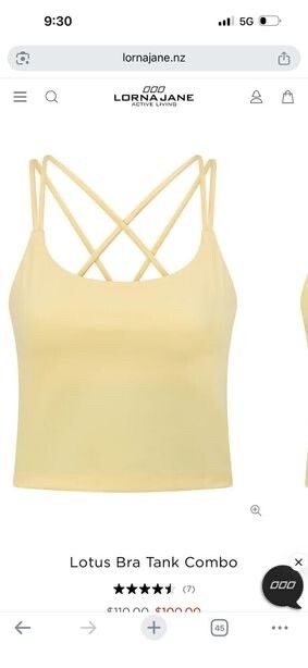 Lorna Jane lotus lemon Yellow Top