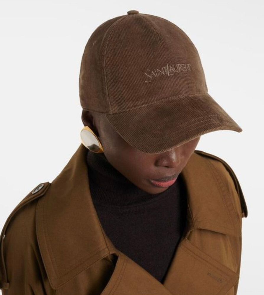 Saint Laurent Brown Corduroy Baseball Cap