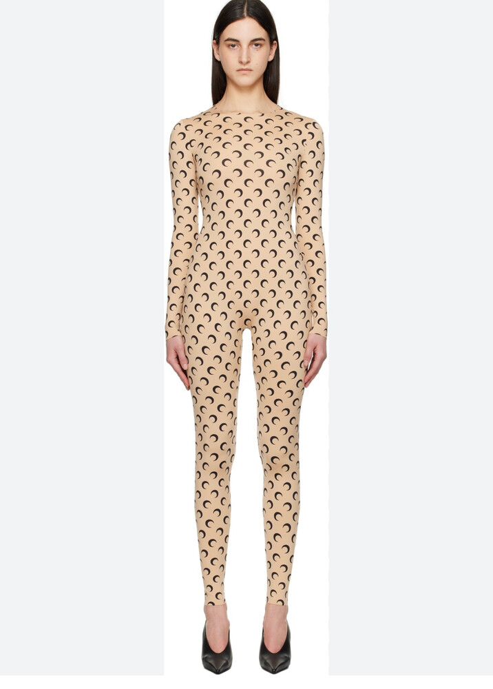 Marine Serre Beige Crescent Moon Jumpsuit