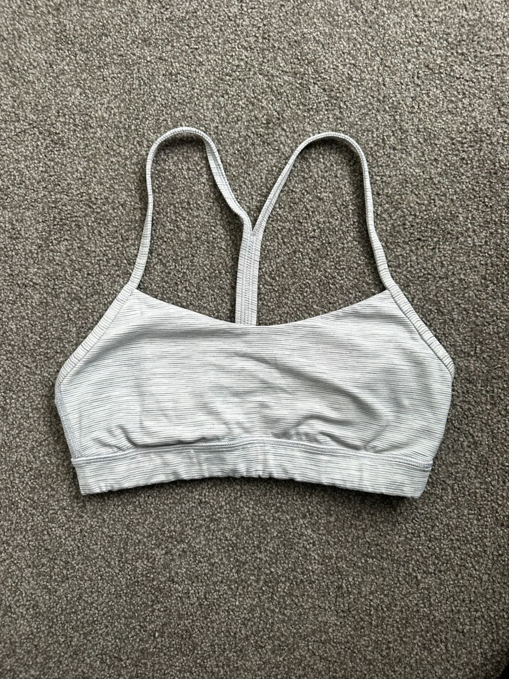Lululemon Grey/White Y-Flow Sports Bra