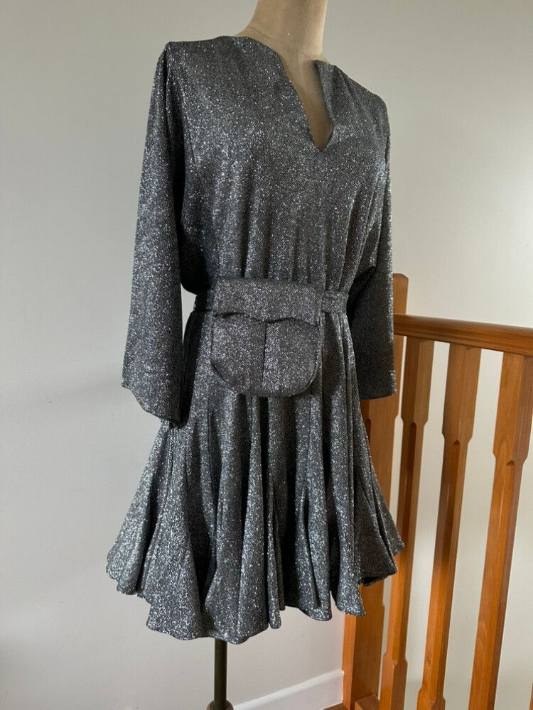 rhode silver dress RHODE Lisa Sequin Midi Dress