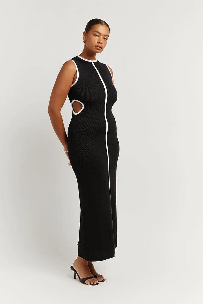 dissh black and white dress DISSH Black & White Knit Size Medium Long Dress