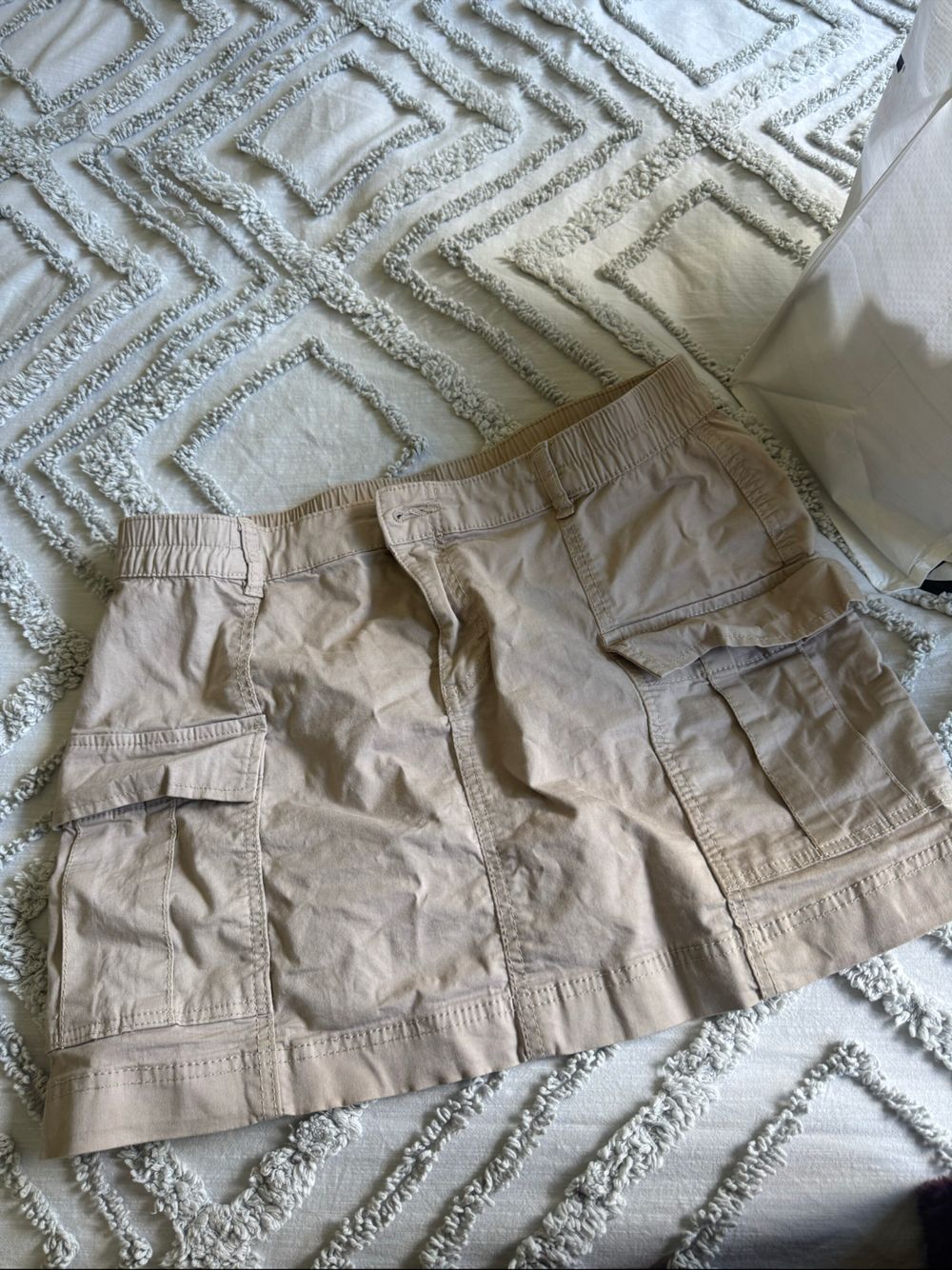 Beige Cargo Mini Skirt