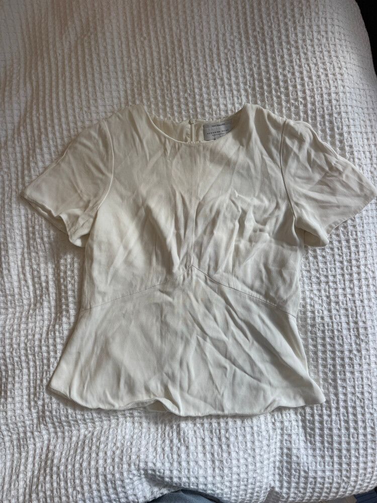 Veronika Maine Cream Short Sleeve Top