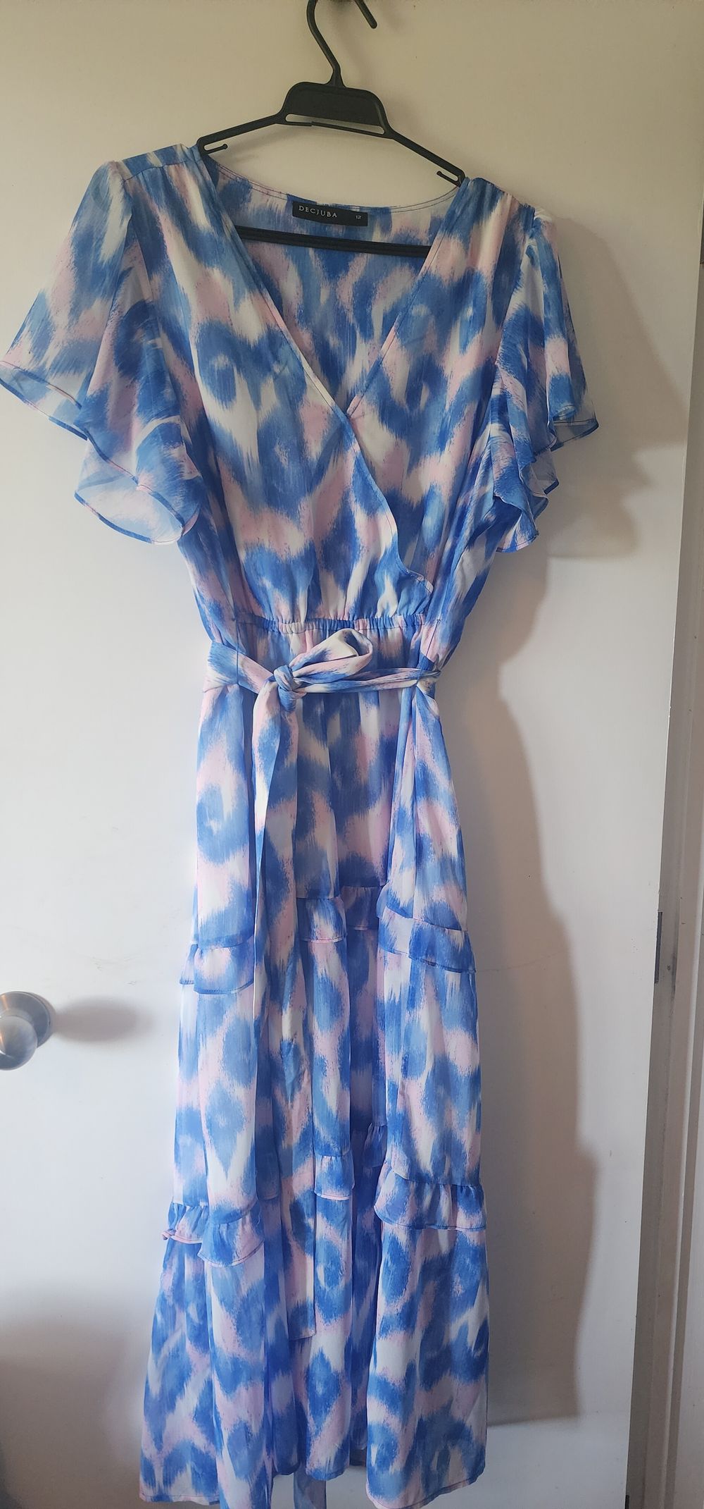 Decjuba Blue Pink Tie-Dye Midi Dress