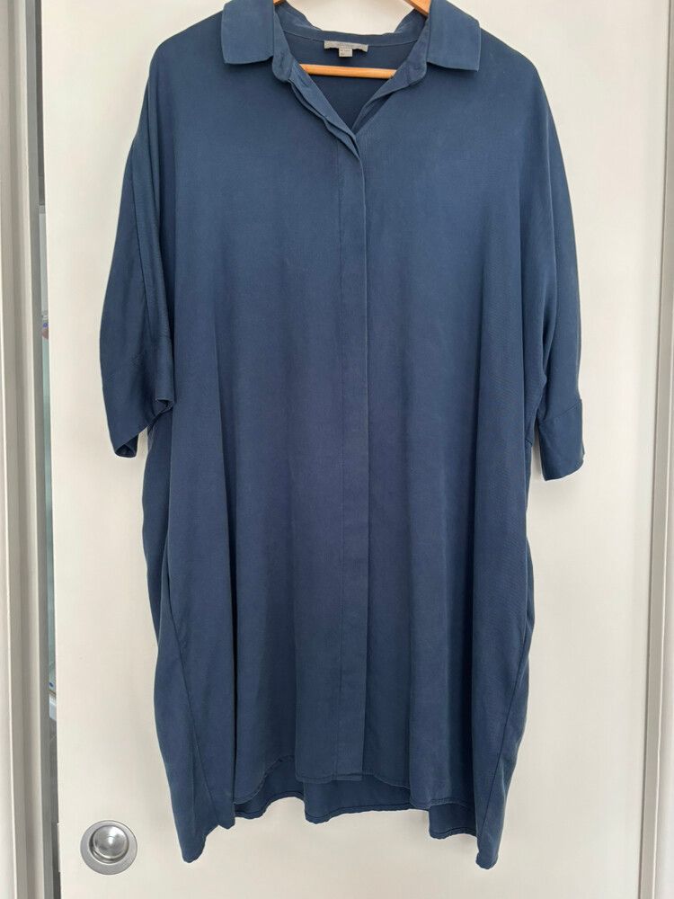 cos blue shirt dress Cos Navy Short Sleeve Shirt Dress, 10  Second Serve Resale