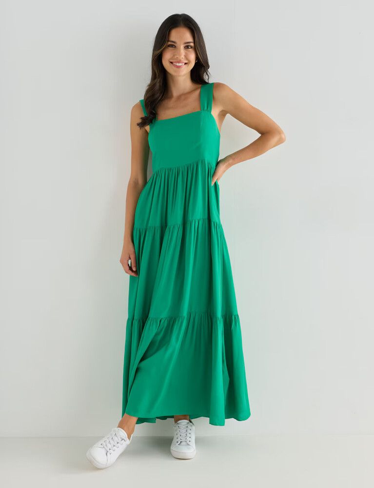 WHISTLE SLEEVELESS X BACK SUNDRESS, KELLY GREEN