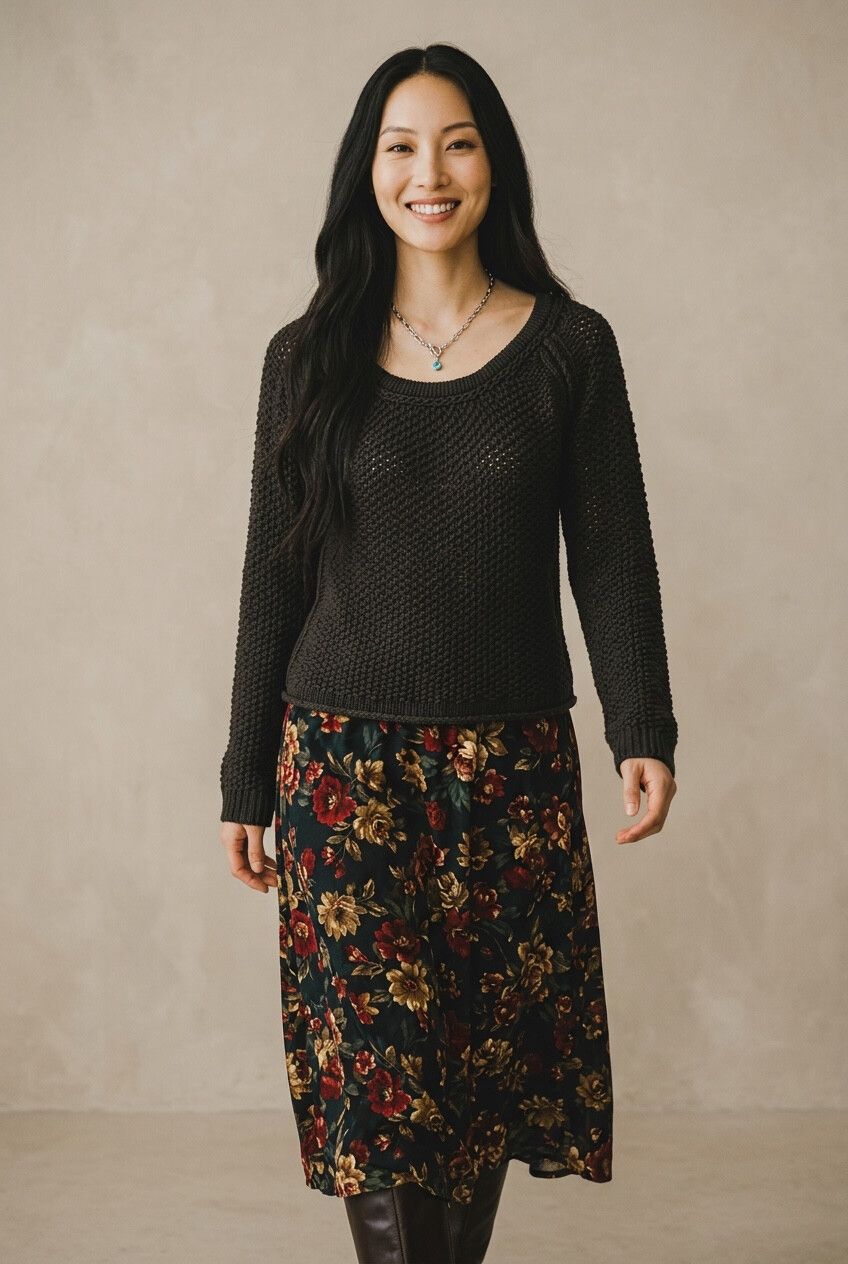 Marilyn Seyb Jeune Black Chunky Open Knit Sweater Jumper Size 8 10 Cotton Blend