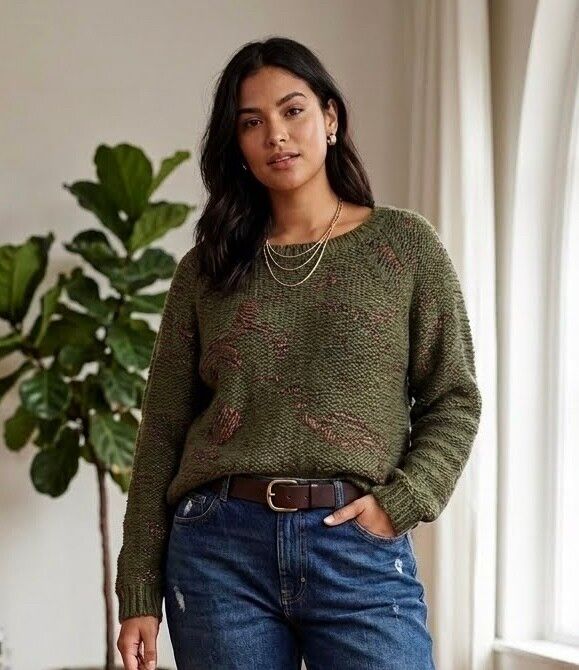 Maison Scotch Wool Blend Knit Jumper - Green Metallic Sparkle Detail - Size 2 / 10