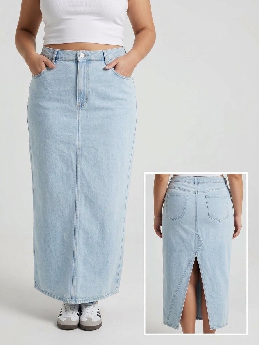 Glassons Light Blue Denim Maxi Skirt – Size 16 (Excellent Pre-Loved)