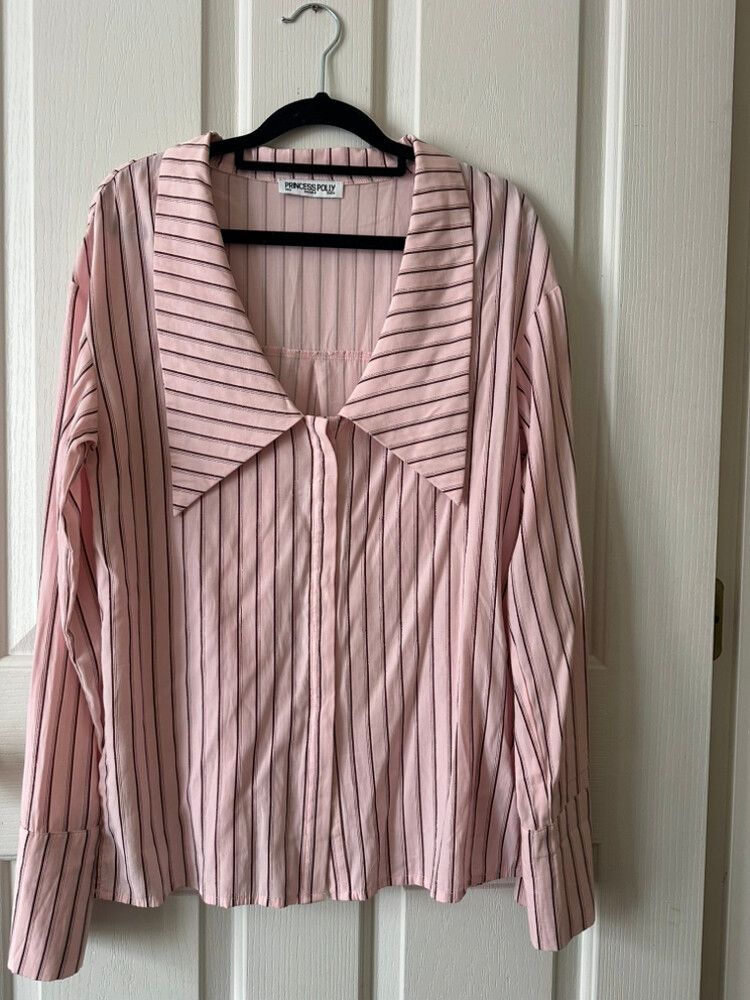 Calistoga deep collar shirt pink strip