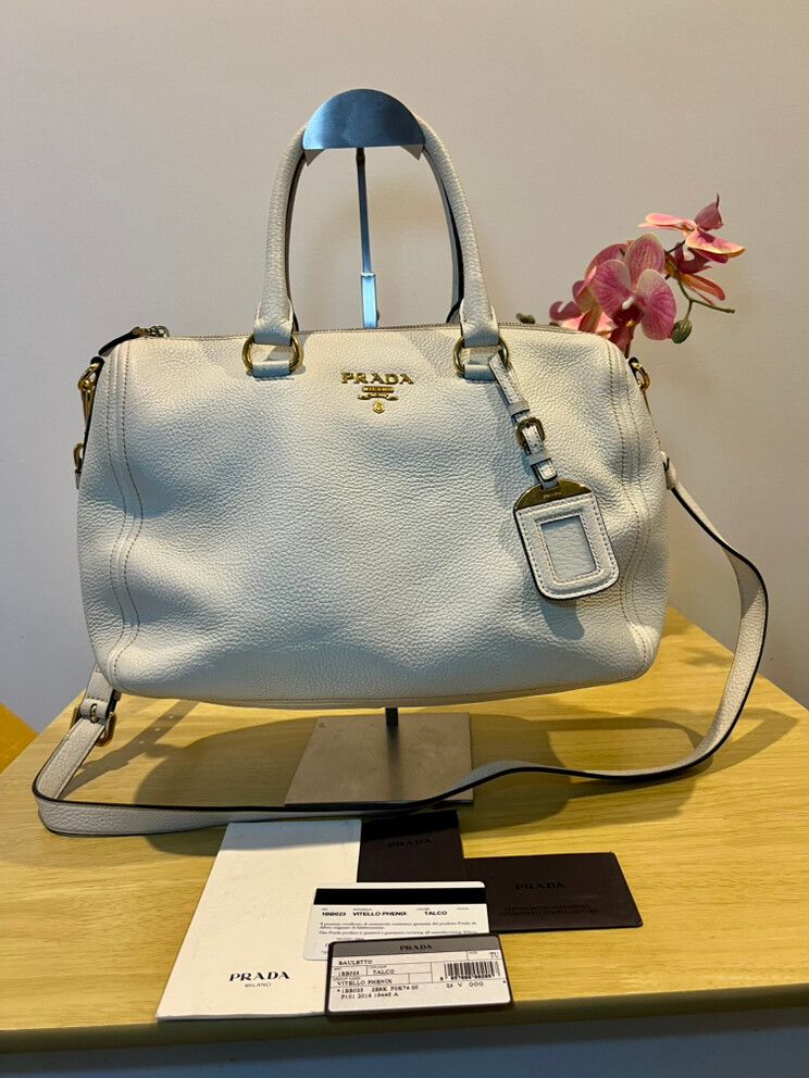 Authentic Prada Vitello Phenix Bauletto Two Bag