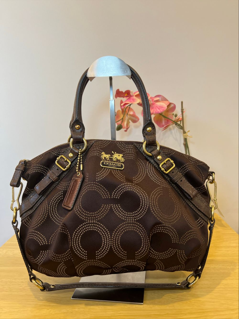 Authentic Coach Madison Dotted Op Art Sophia Satchel