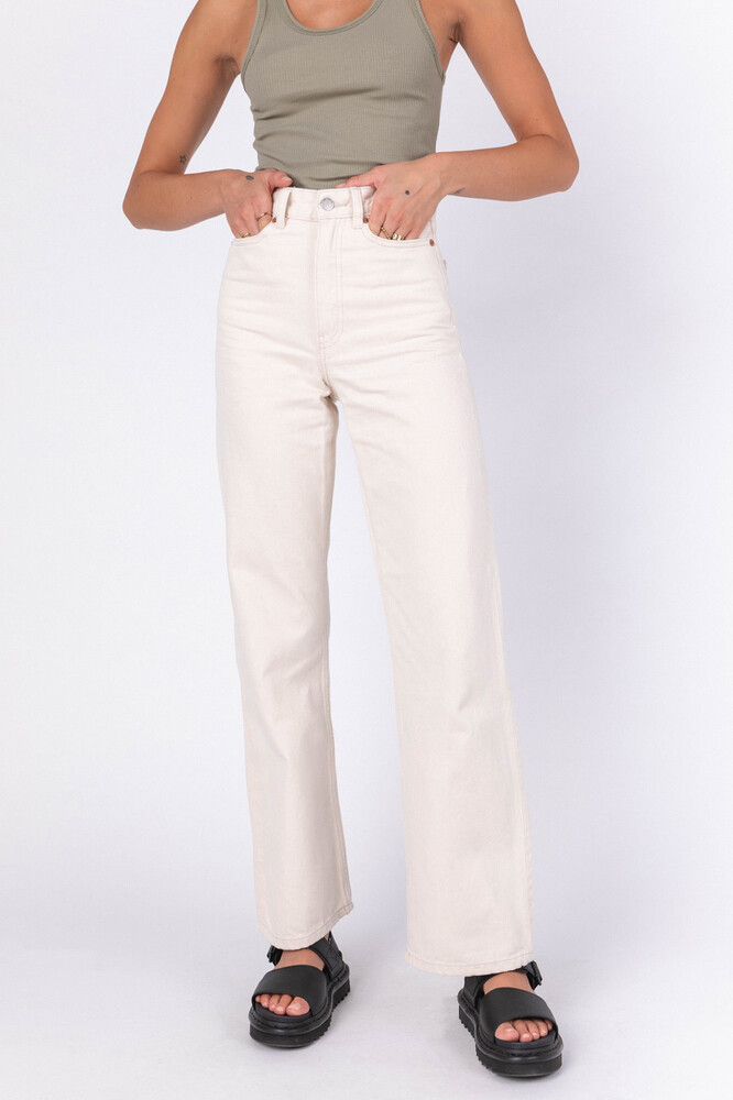 Dr Denim Cream Wide Leg Jeans