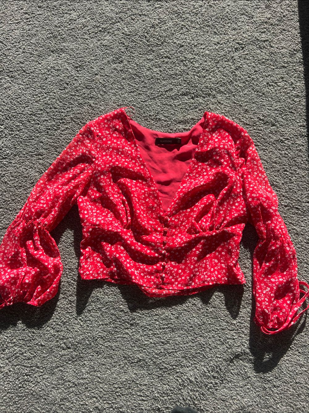 Glassons Red Floral Long Sleeve Top