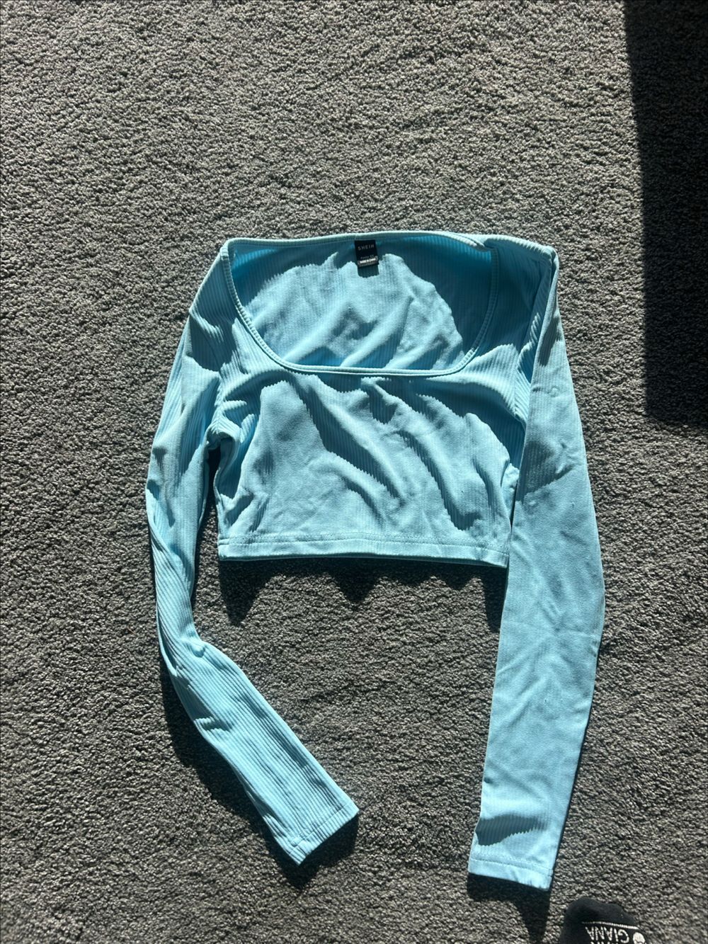 SHEIN Blue Ribbed Long Sleeve Top
