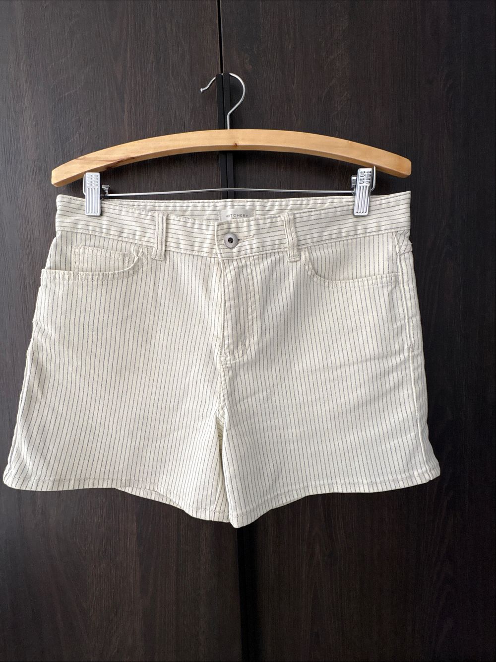 Witchery Cream Striped Shorts Size 12