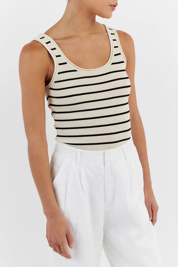 Dissh Billie butter striped rib knit singlet