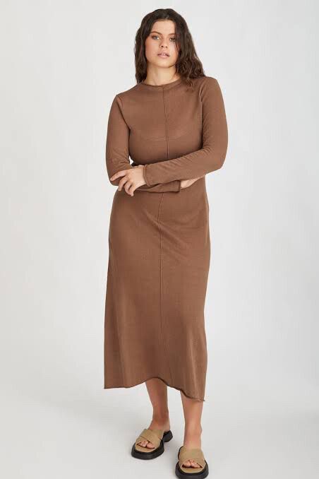 Zulu & Zephyr - Cocoa Brown knit dress on Designer Wardrobe
