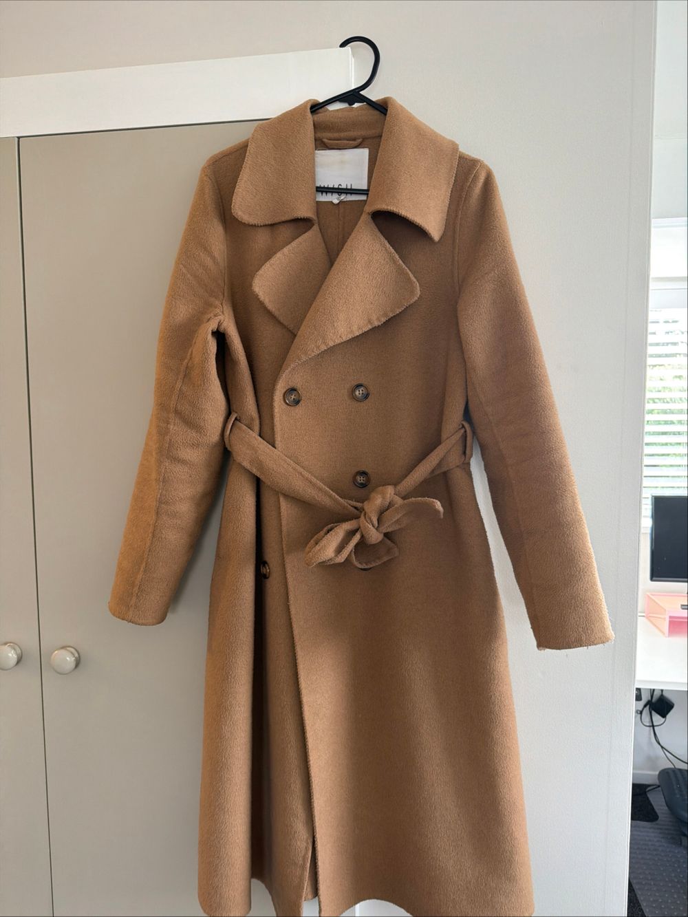 Wish Camel Double-Breasted Wool Coat
