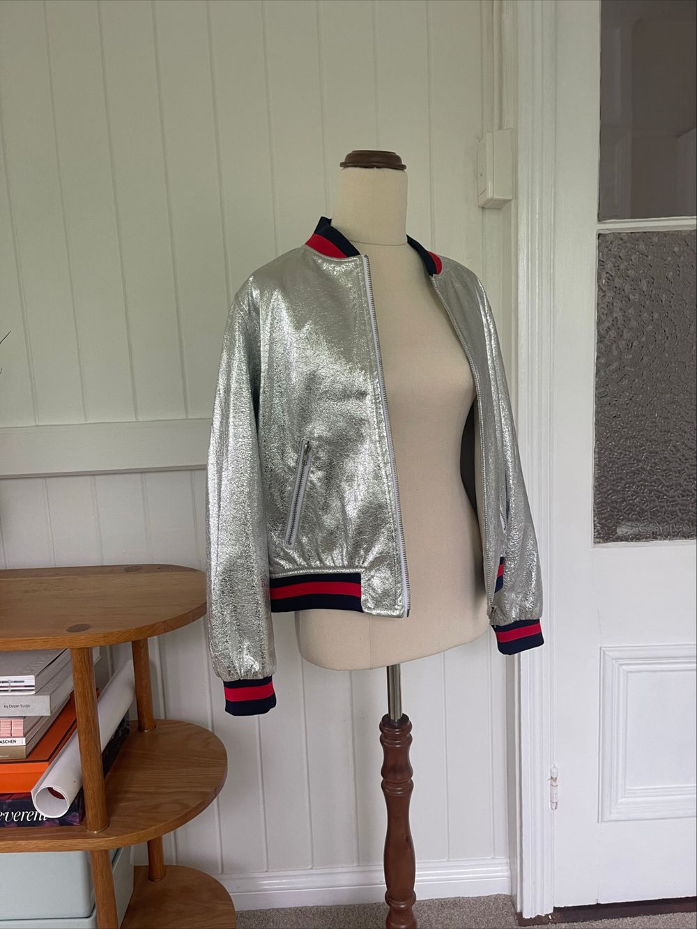 S.L.Y Silver Metallic Bomber Jacket